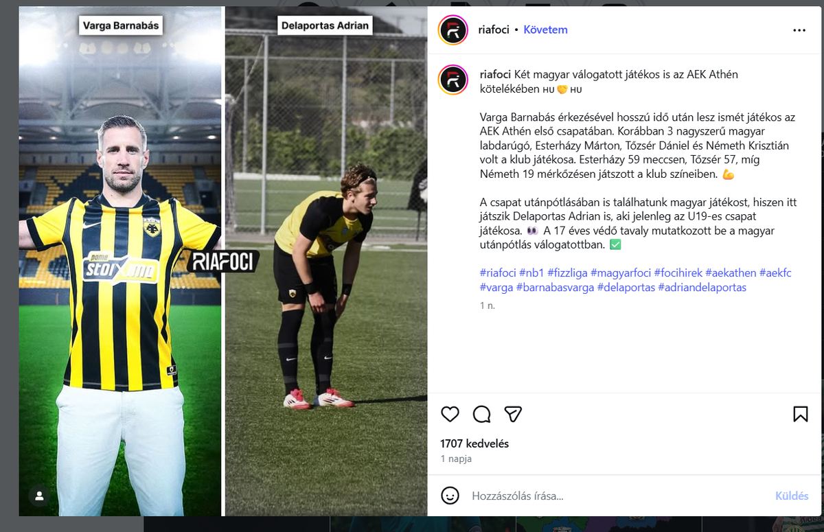 Varga Barnabás és Adrian Delaportas is az AEK Athén mezét viseli