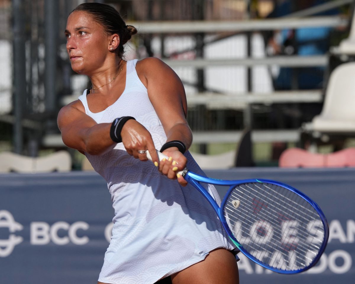 Panna Udvardy (HUN) plays during the 36th Palermo Ladies Open WTA 125 in Palermo, Italy, on July 24, 2025. (Photo by Gabriele Maricchiolo/NurPhoto) (Photo by Gabriele Maricchiolo / NurPhoto via AFP)