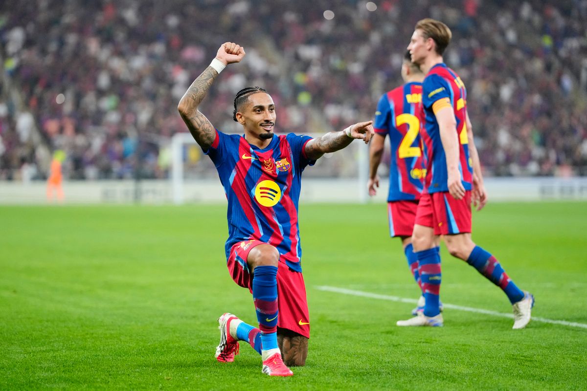 Amióta Hansi Flick a Barcelona mestere, egyre többször láthatjuk a meccseken Raphinha jellegzetes gólörömét