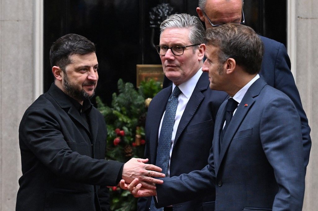 Volodimir Zelenszkij, Keir Starmer és Emmanuel Macron - a hajlandók koalíciója bármit megtesz Ukrajna támogatásáért Fotó: CHRIS J RATCLIFFE / AFP