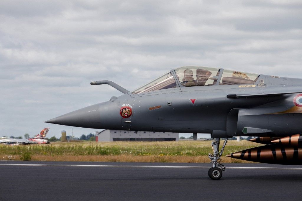 French Air Force Rafale jet during the NATO Tiger Meet 2014, Jagel, Germany. (Photo by Timm Ziegenthaler / StockTrek Images via AFP)