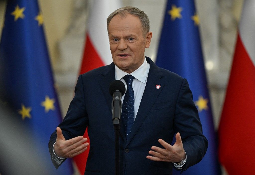 Donald Tusk Kijevbe utazott. A lengyel kormányfő szerint Ukrajna nem maradhat magára (Fotó: AFP)
