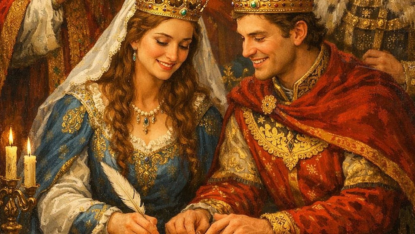 Aragóniai Konstancia és Imre házassági szerződést köt