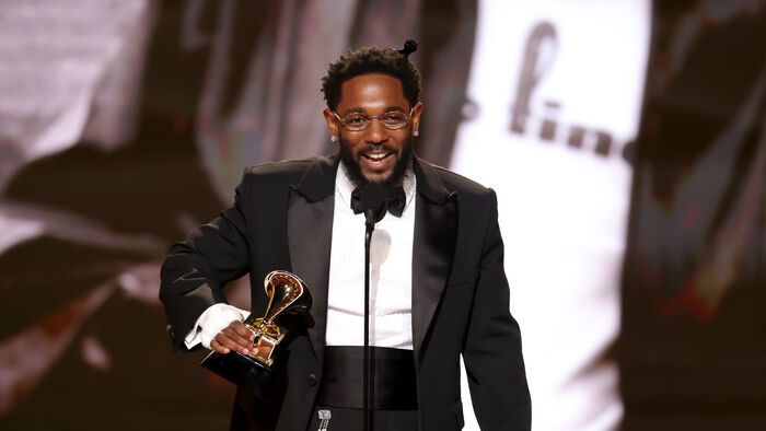 LOS ANGELES, CALIFORNIA - FEBRUARY 01: Kendrick Lamar accepts the Best Rap Album award for “GNX” onstage during the 68th GRAMMY Awards at Crypto.com Arena on February 01, 2026 in Los Angeles, California.  (Photo by Kevin Winter/Getty Images for The Recording Academy)