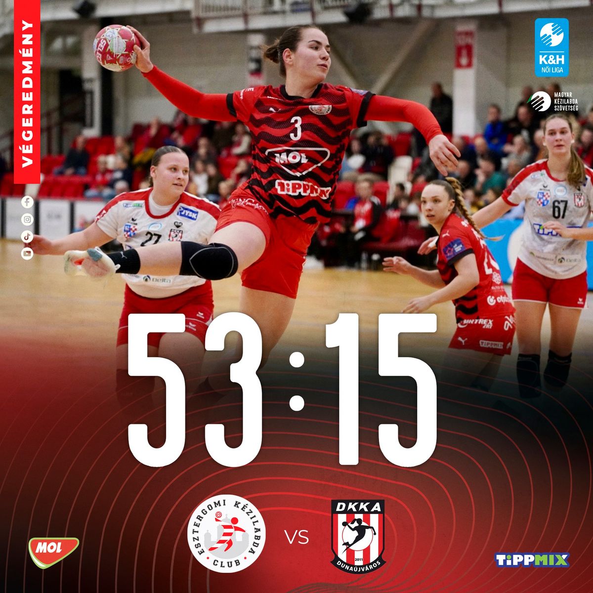 Elek Gábor együttese, az Esztergom 38 góllal győzött a Dunaújváros ellen a női kézilabda NB I-ben, DKKA