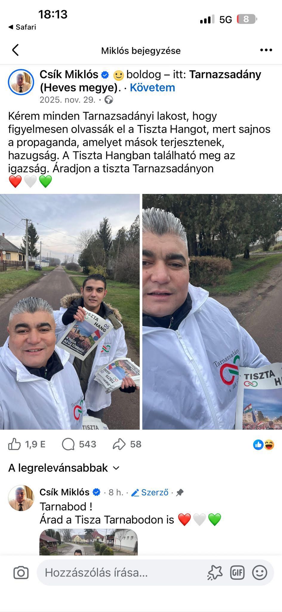 A tiszás Csik Miklós volt a gyöngyösi rendbontás egyik szervezője (Forrás: Facebook)