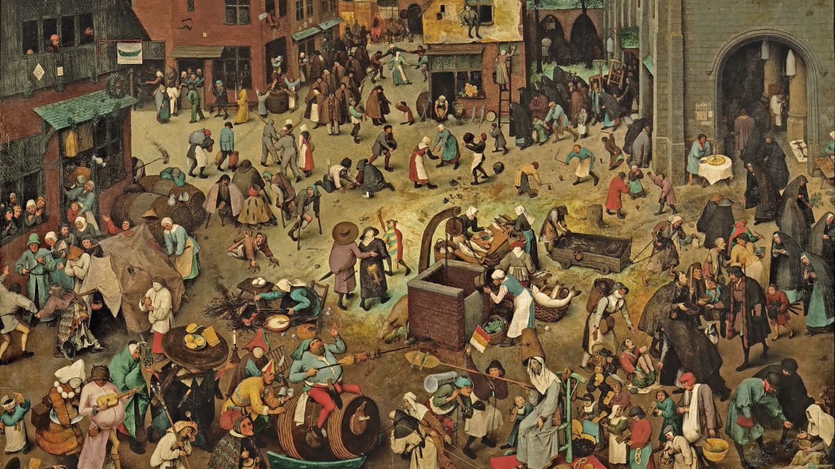 Farsangi festmény: id. Peter Brueghel: A farsang és a böjt harca. forrás: Wikipedia