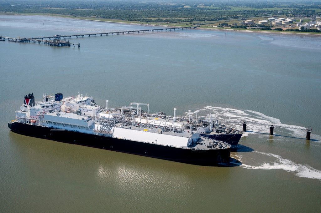 Német cseppfolyósított gáz (LNG) tanker. / Fotó: dpa Picture-Alliance via AFP