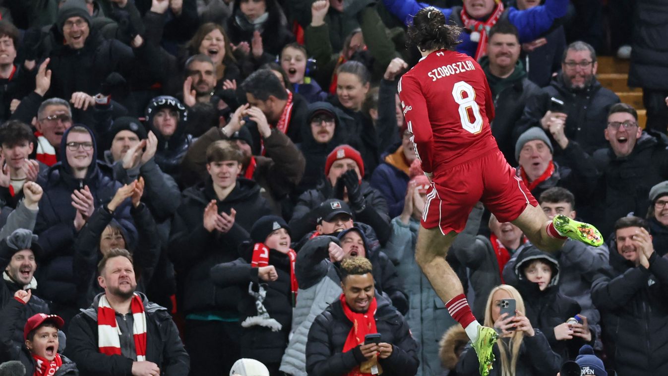 Szoboszlai a levegőben, a Liverpool második gólját a magyar játékos szerezte a Brighton ellen az FA-kupában