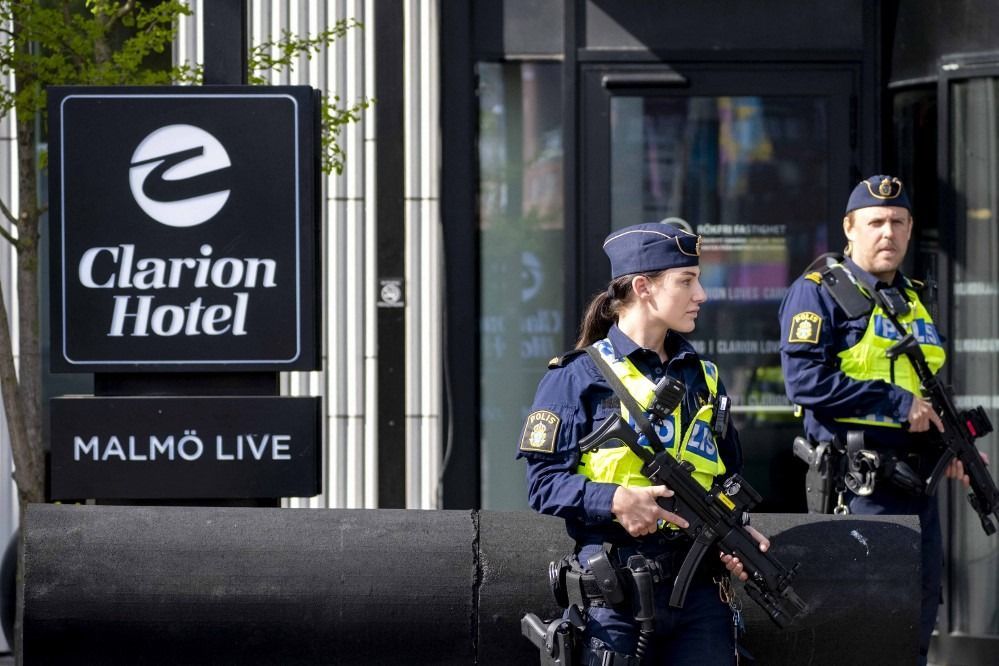 MALMO - The hotel where the Dutch delegation is staying prior to the final of the Eurovision Song Contest. It is not yet known whether the Dutch entry Joost Klein will also be shown. It was previously announced that an investigation into 26-year-old Klein is being conducted following an incident. ANP SANDER KONING netherlands out - belgium out (Photo by Sander KONING / ANP MAG / ANP via AFP)