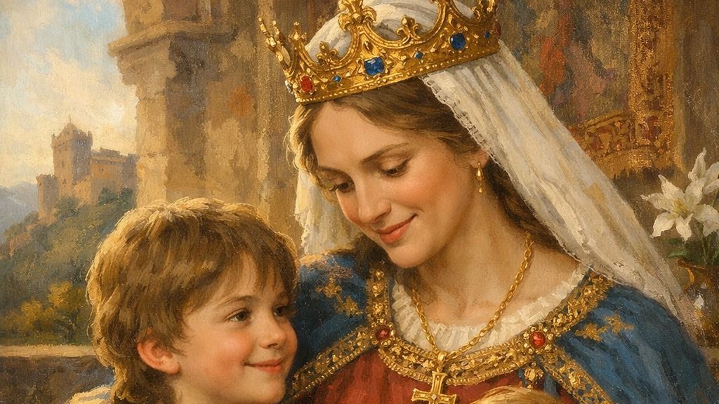 Károly Róbert felesége, Erzsébet egyik fiukkal, Lajossal