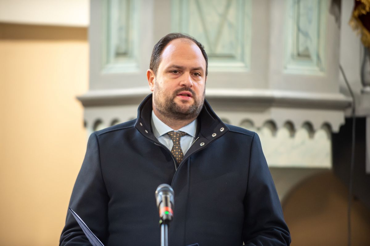 Nagypiszanica, 2025. december 13.
Nacsa&nbsp;Lőrinc, a Miniszterelnökség nemzetpolitikáért felelős államtitkára a megújult nagypiszanicai református templom ünnepélyes átadásán 2025. december 13-án.
MTI/Kacsúr Tamás