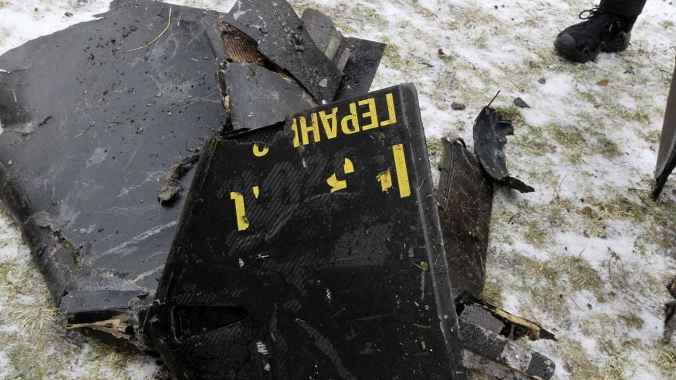 Az orosz hadsereg által használt Shahed típusú drón maradványai