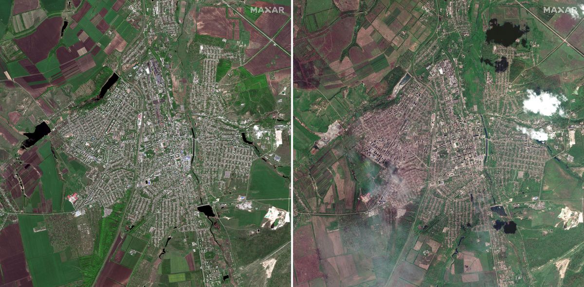 Már a csata korai szakaszában is látványos volt a pusztítás