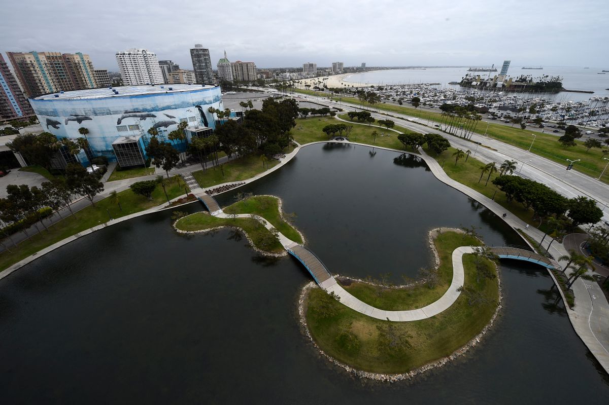 LONG BEACH, CA - MAY 10: Long Beach Arena and entertainment center is shown to the media during a media tour as a possible venue for Los Angeles 2024 Summer Olympics as the International Olympic Committee Evaluation Commission tours potential venues sites May 10, 2017 in Long Beach, California.   Kevork Djansezian/Getty Images/AFP (Photo by KEVORK DJANSEZIAN / GETTY IMAGES NORTH AMERICA / Getty Images via AFP)