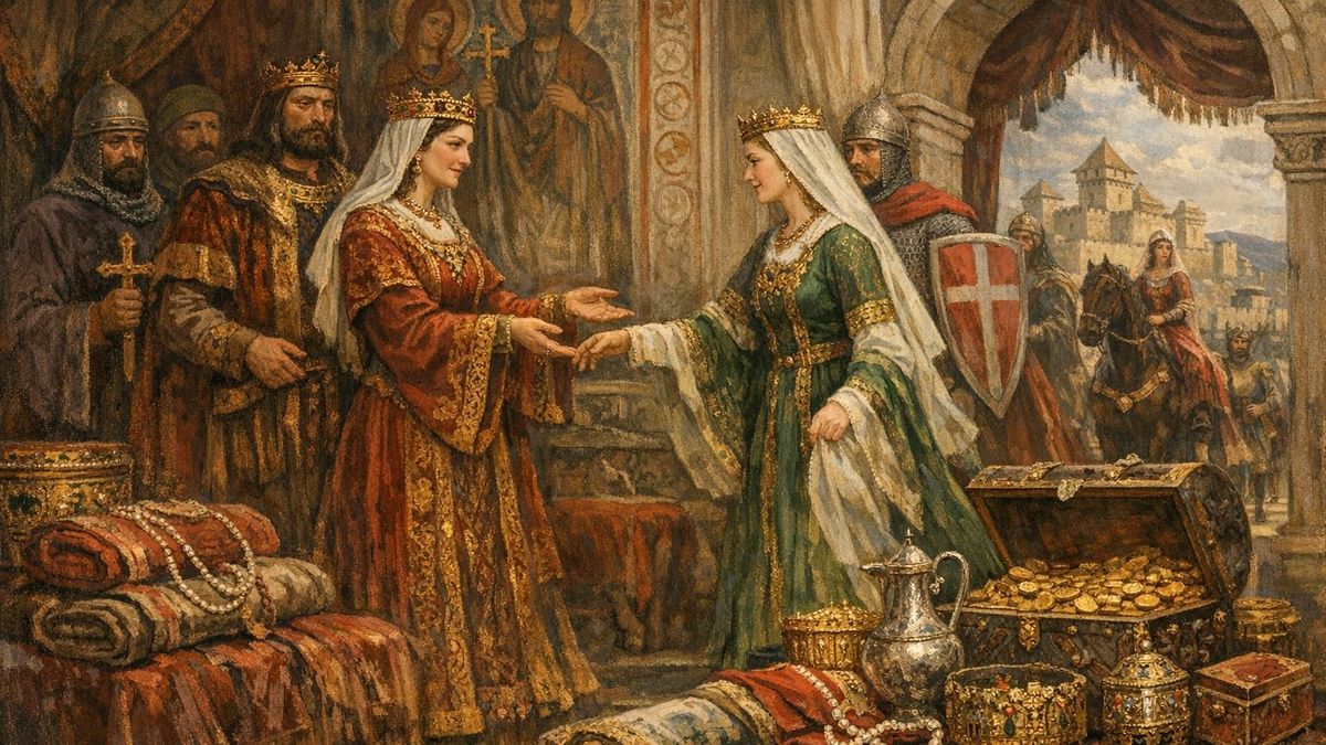 Katalin gazdag ajándékokkal tér haza.