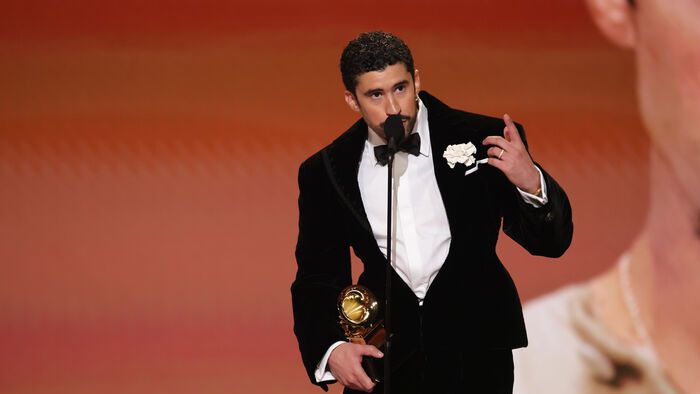 LOS ANGELES, CALIFORNIA - FEBRUARY 01: Bad Bunny accepts the Best Música Urbana Album onstage during the 68th GRAMMY Awards at Crypto.com Arena on February 01, 2026 in Los Angeles, California.  (Photo by Kevin Winter/Getty Images for The Recording Academy)
