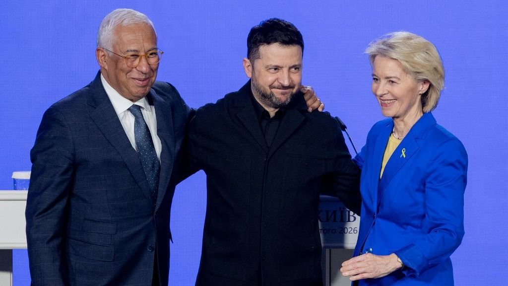 Volodimir Zelenszkij, António Costa és Ursula von der Leyen