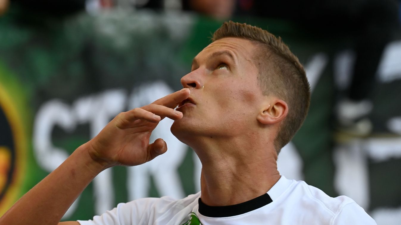 Bognár György
Székesfehérvár, 2024. szeptember 29.
A győztes gól szerzője, Windecker József,, a Paks játékosa ünnepel a labdarúgó OTP Bank Liga 8. fordulójában játszott Fehérvár FC - Paksi FC mérkőzésen a székesfehérvári Sóstói Stadionban 2024. szeptember