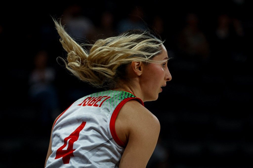 Debora Dubei of Hungary National Team looks on during the Women's Basketball World Cup 2026 Qualifying Tournaments Groupe Phase - Group A between Hungary National Team and Argentina National Team at Turkcell Basketball Development Center on March 15, 2026 in Istanbul, Turkey. (Photo by Burak Basturk / Middle East Images via AFP)