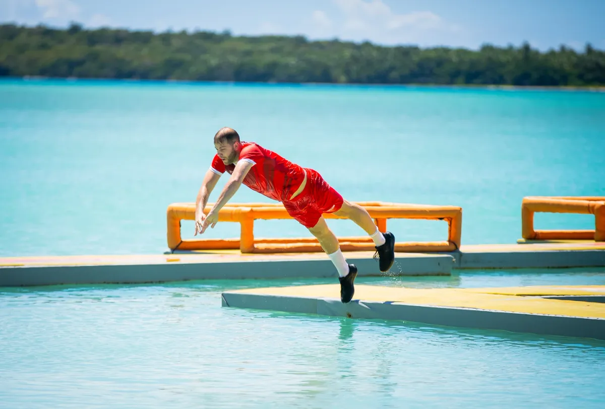 Kenderesi Tamás az Exatlon Hungary műsorában, az első nap a vizes pályán kellett bizonyítania