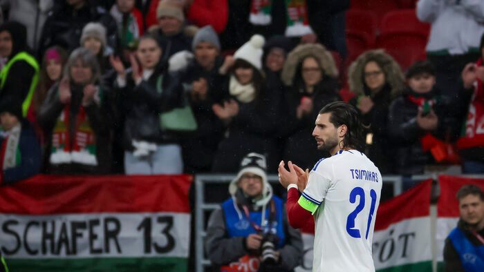 Szoboszlai Dominik liverpooli csapattársa, Kosztasz Cimikasz mezében