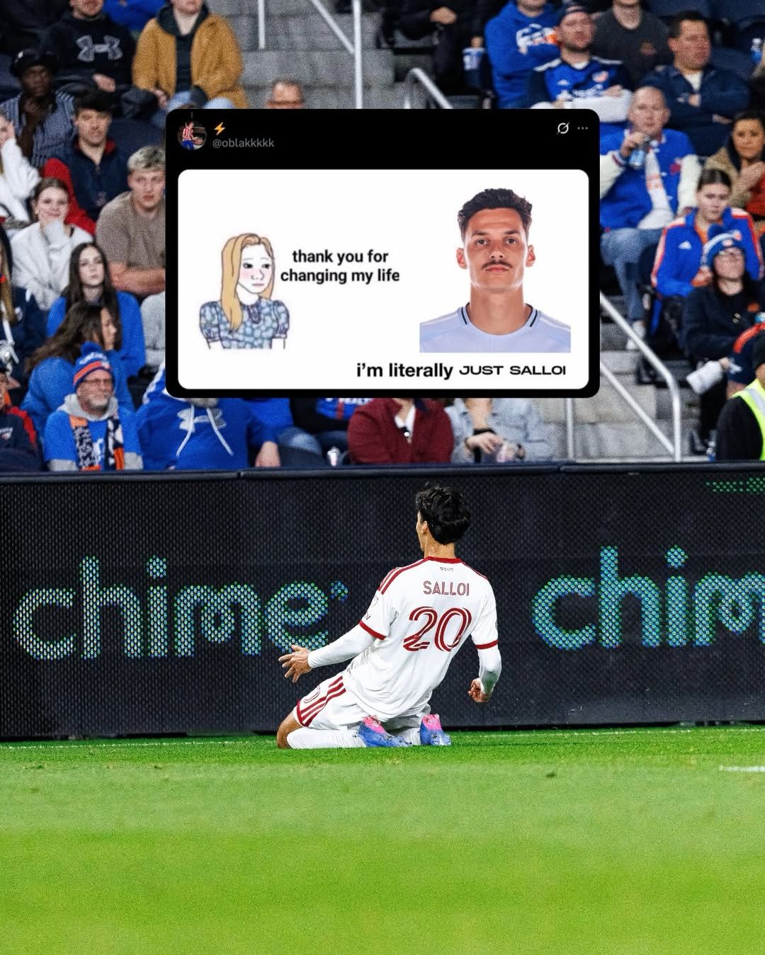 A Toronto FC hivatalos közösségi oldalának posztja: Sallói Dániel máris megváltoztatta a klub szurkolóinak életét