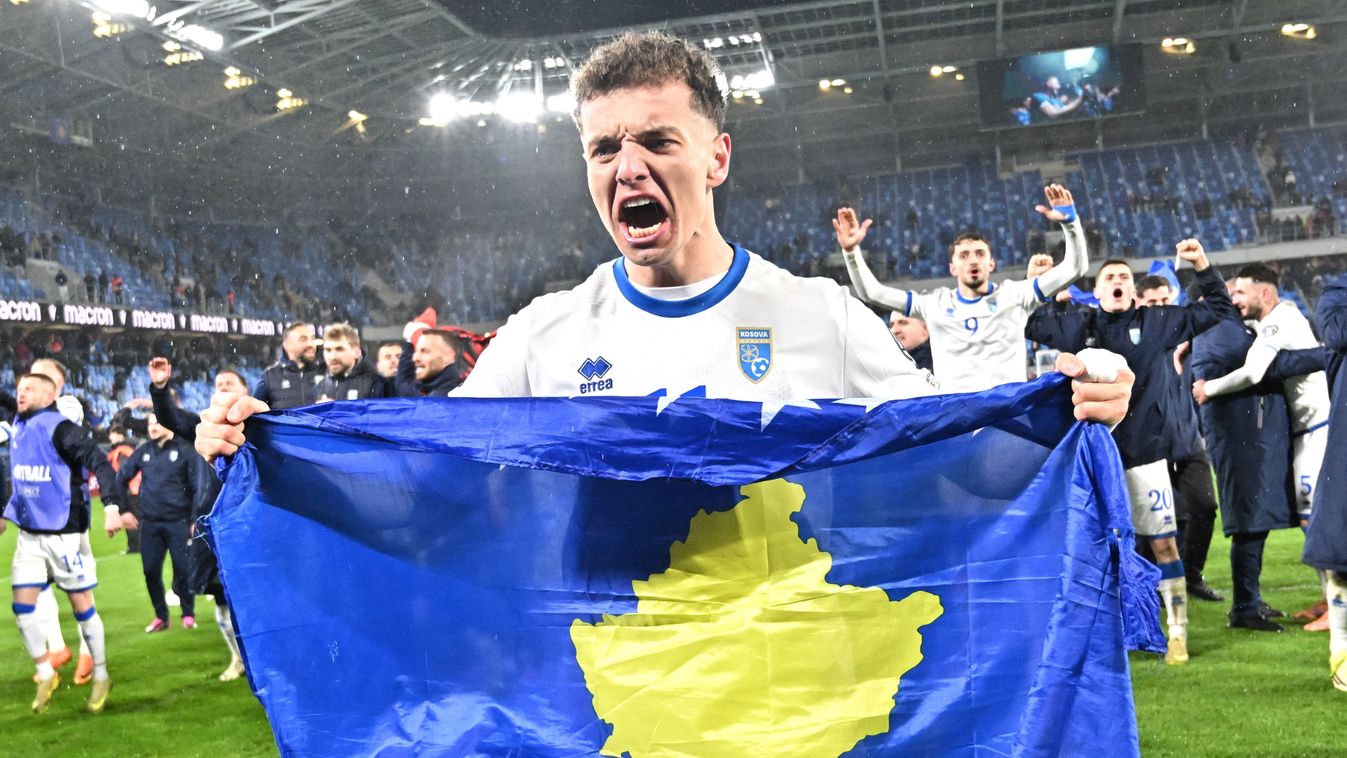 Koszovó
Kosovo's forward #11 Fisnik Asllani celebrates after the play-off 2026 FIFA World Cup European qualification semi-final football match between Slovakia and Kosovo in Bratislava on March 26, 2026. (Photo by Joe Klamar / AFP)