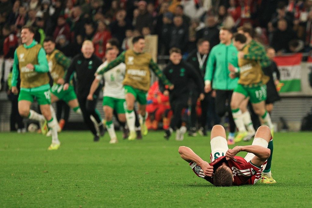 Barnabas Varga of Hungary reacts after the FIFA 2026 World Cup Qualifiers match at Puskas Arena in Budapest, Hungary, on November 16, 2025. (Photo by Pal Gollner/NurPhoto) (Photo by Pál Göllner / NurPhoto via AFP)
