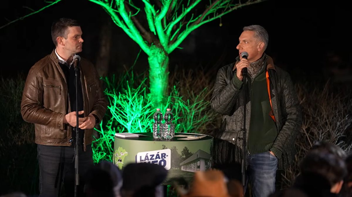Feldman László és Lázár János Albertirsán (Forrás: Youtube)