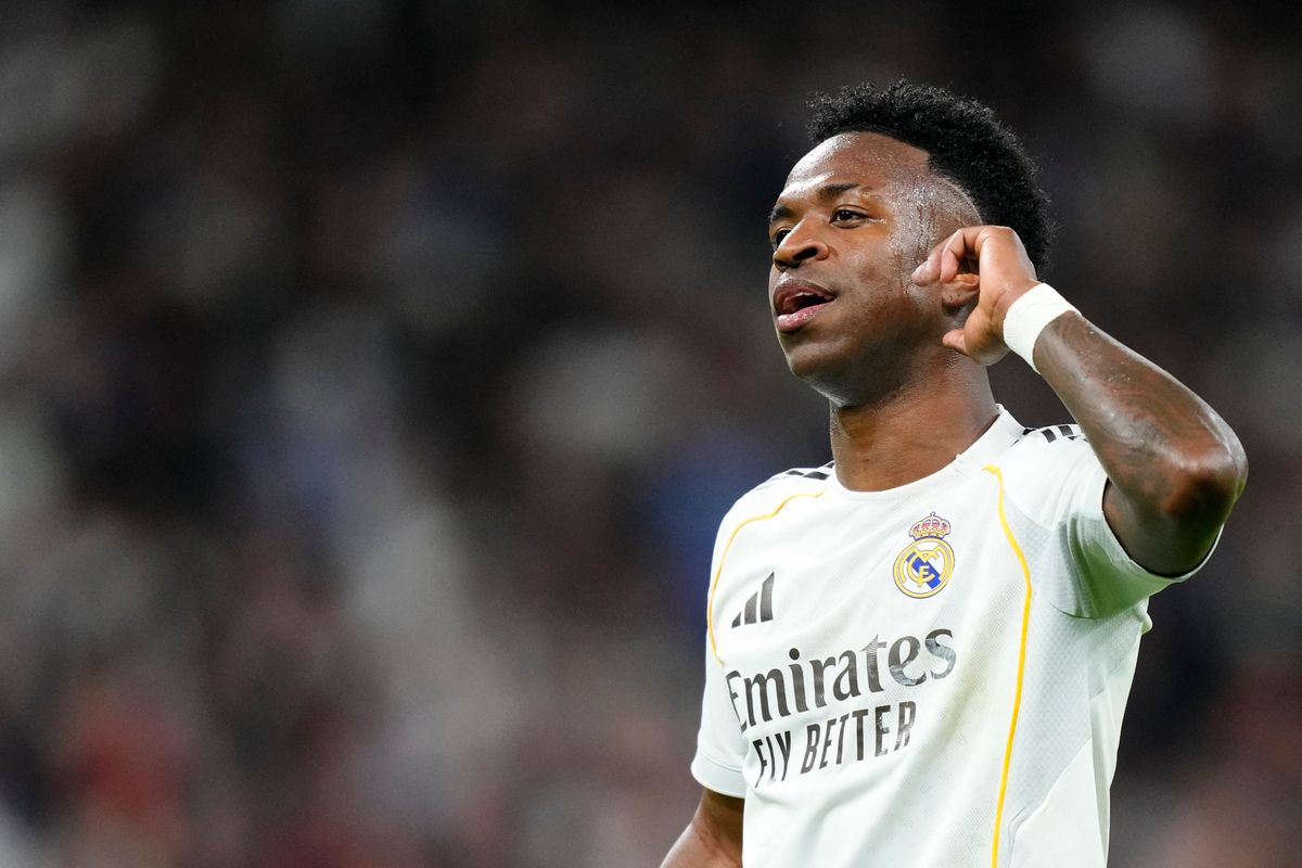 Vinícius Júnior gólöröme a második találata után a Real Madrid–Atlético városi derbin