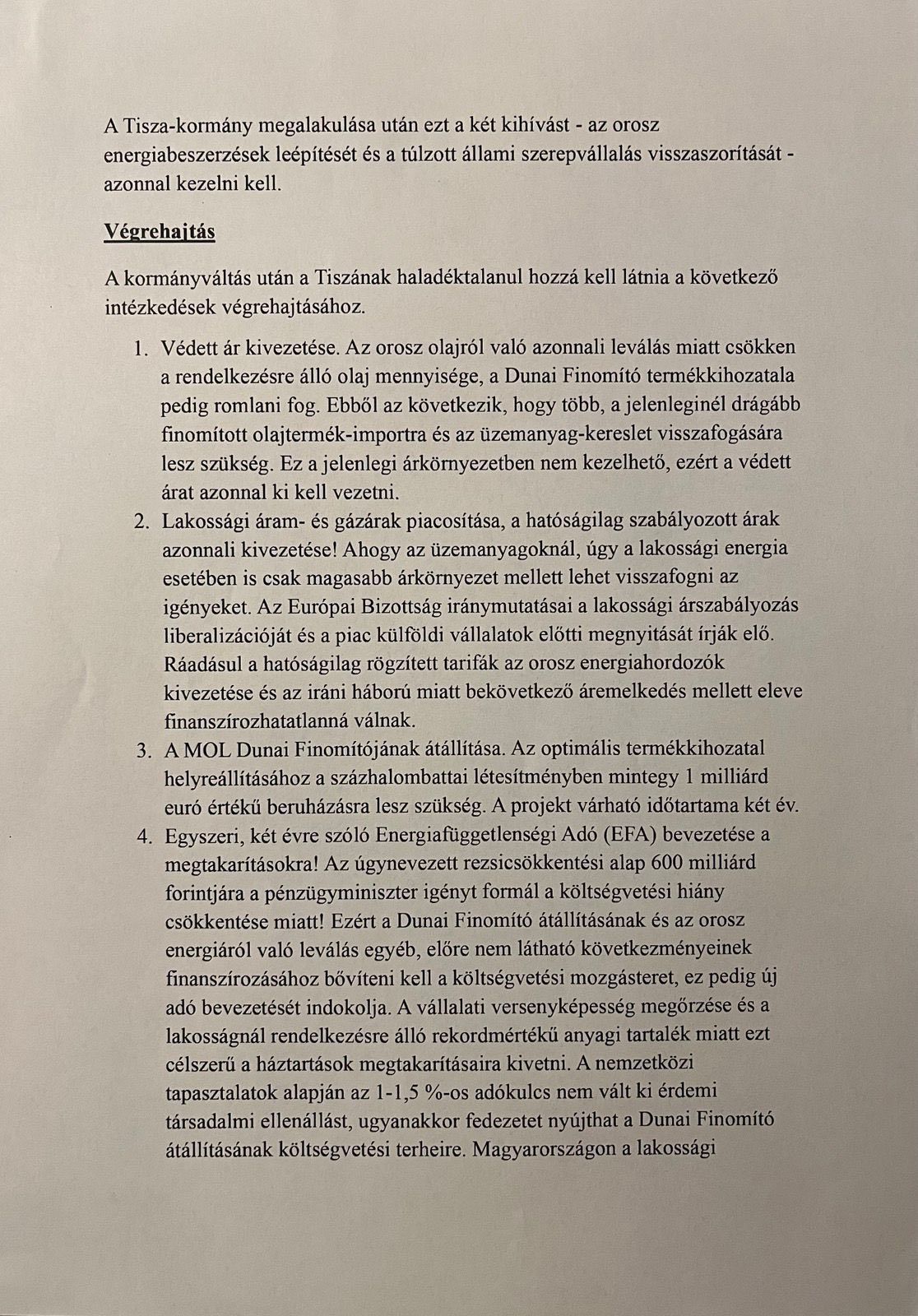 Tisza Párt, tiszás, energia