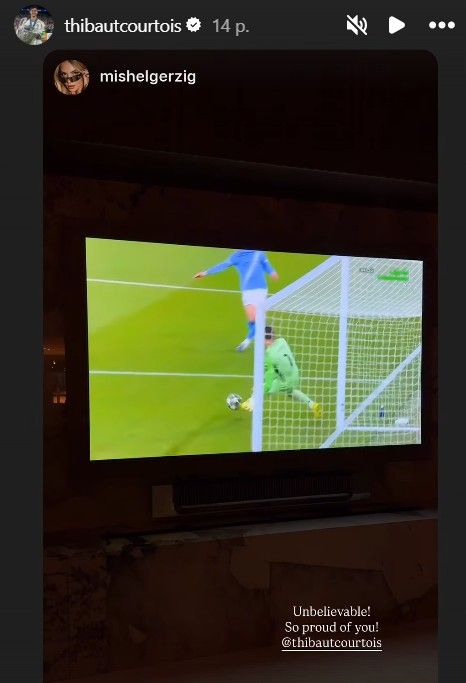 Felesége büszke rá, Thibaut Courtois megosztotta az egyik keddi bravúrját bemutató videót