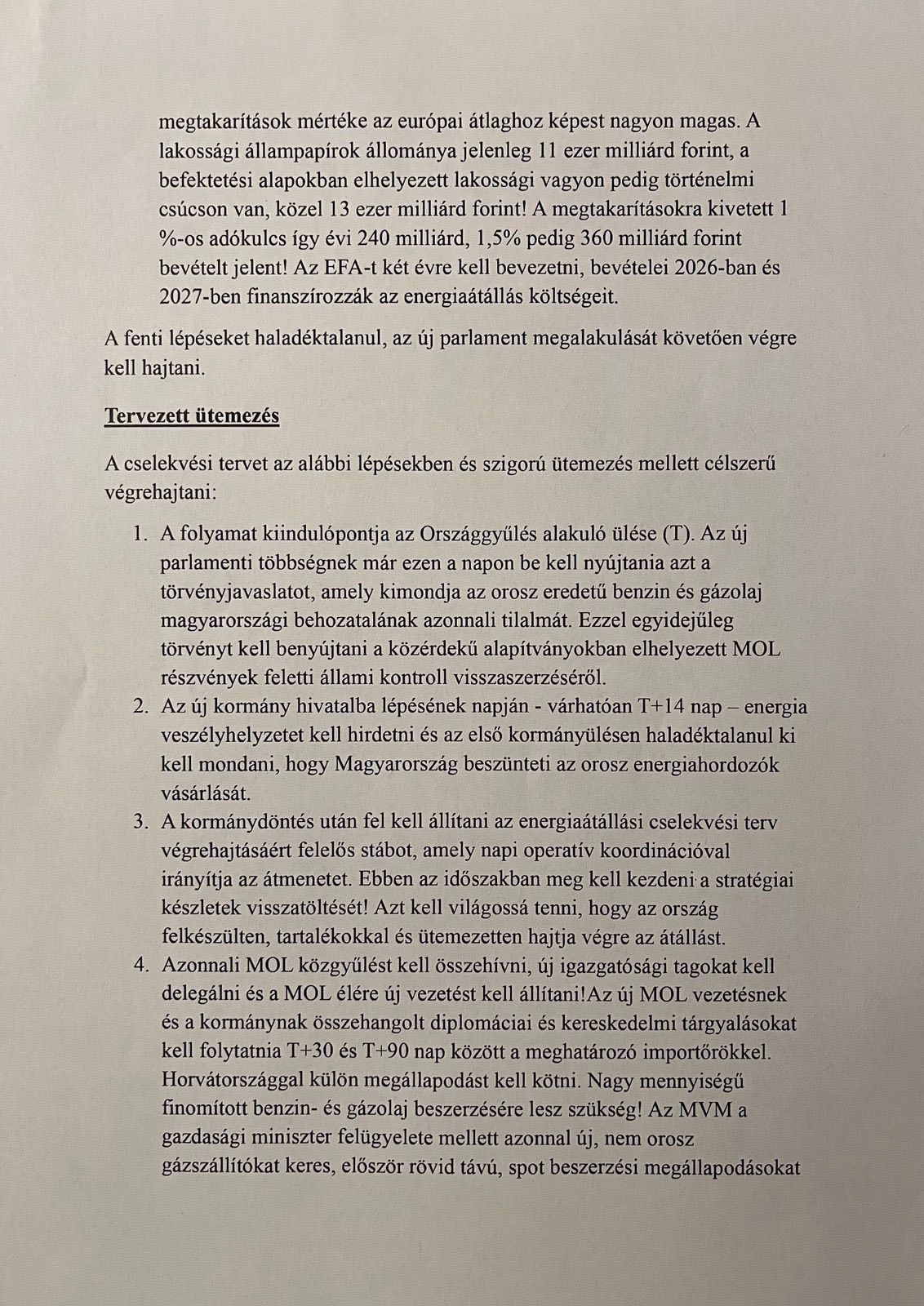 Tisza Párt energiapolitika terv