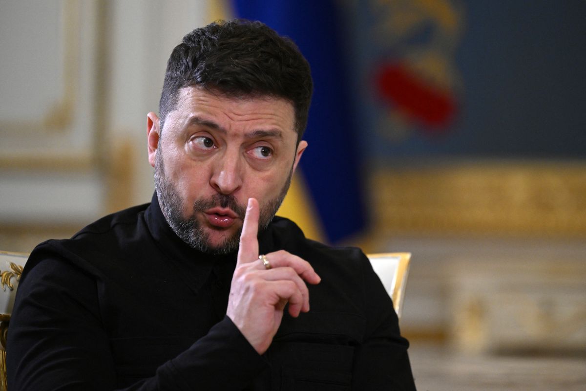 Ukraine's President Volodymyr Zelensky answers AFP journalists' questions during an interview in Kyiv on February 20, 2026, amid the Russian invasion of Ukraine. AFP has conducted an exclusive interview with Zelensky who spoke at length, as Ukraine prepares to enter its fifth year of war. (Photo by Genya SAVILOV / AFP)