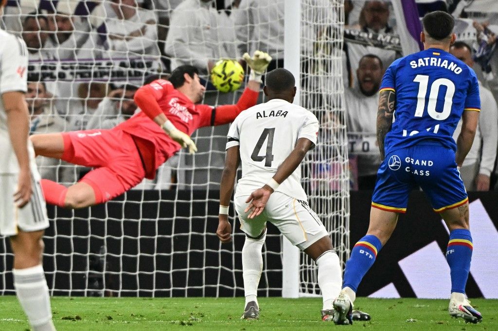 Martín Satriano kapáslövésére nem érhetett oda Courtois. A Getafa ezzel szerzett vezetést a Real Madrid vendégeként.