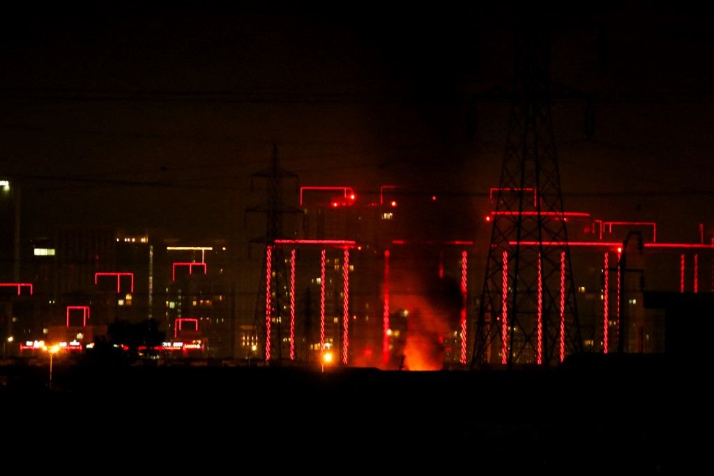 ERBIL, IRAQ - MARCH 1: Fire breaks out at Erbil Airport in northern Iraq following explosions as air defense systems carried out intensive interception operations on March 1, 2026. Ahsan Mohammed Ahmed Ahmed / Anadolu (Photo by Ahsan Mohammed Ahmed Ahmed / Anadolu via AFP)