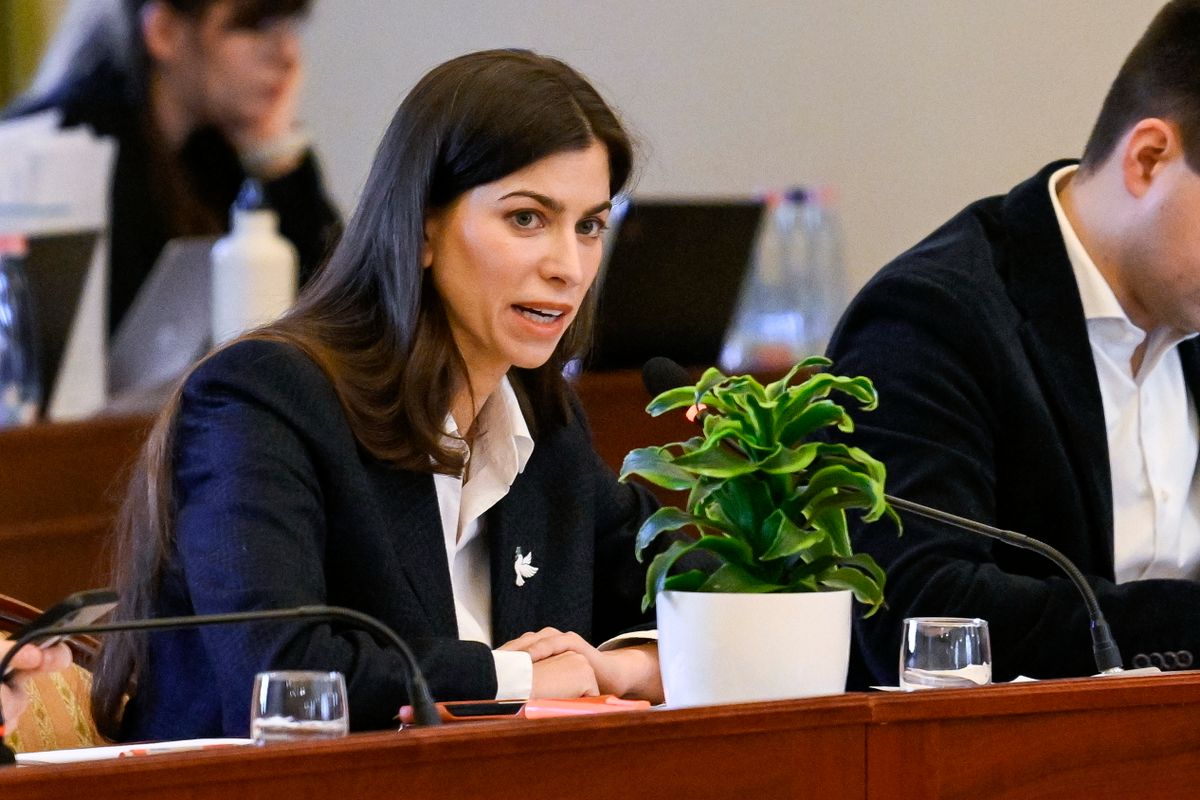 Budapest, 2026. február 25.
Szentkirályi Alexandra, a Fidesz-KDNP frakcióvezetője felszólal a Fővárosi Közgyűlés ülésén a Városháza dísztermében 2026. február 25-én.
MTI/Purger Tamás