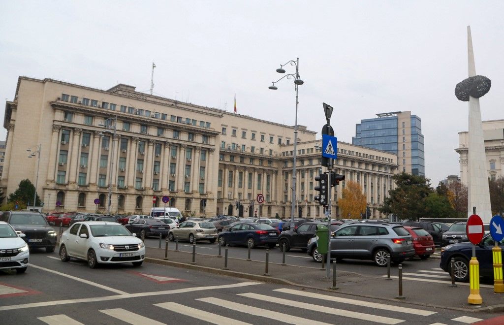 Olténiai lignitbányászok rendeztek tüntetést Bukarestben (Fotó: AFP)