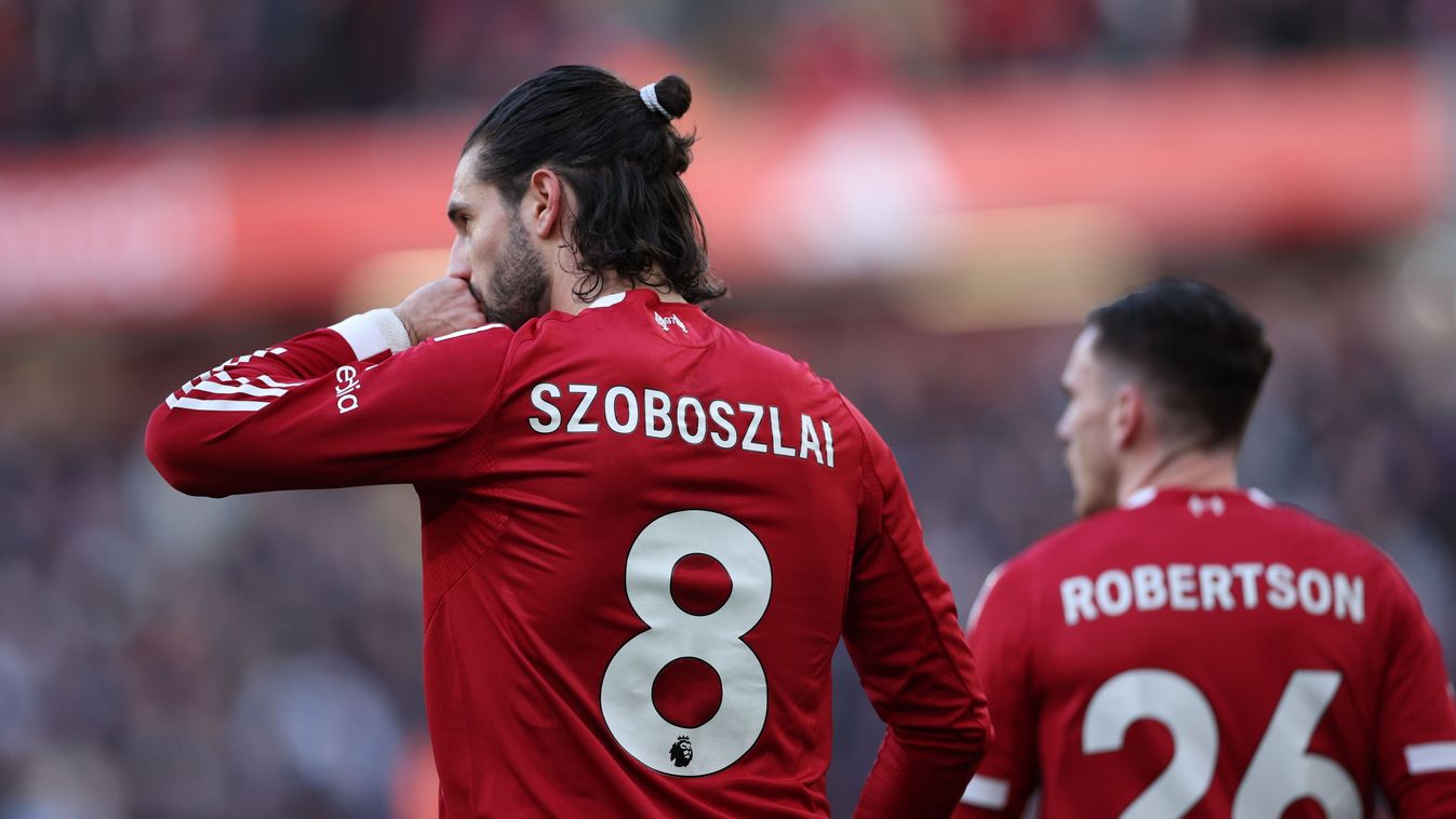 Szoboszlai Dominik gólöröme a Liverpool–Tottenham PL-mérkőzésen