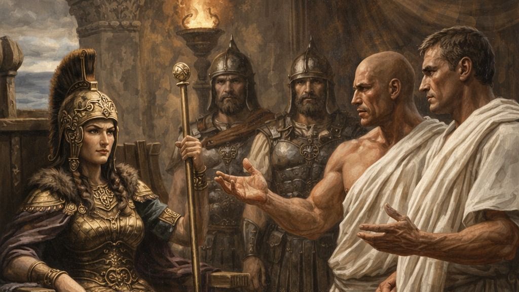 Az illír királynő római követekkel tárgyal