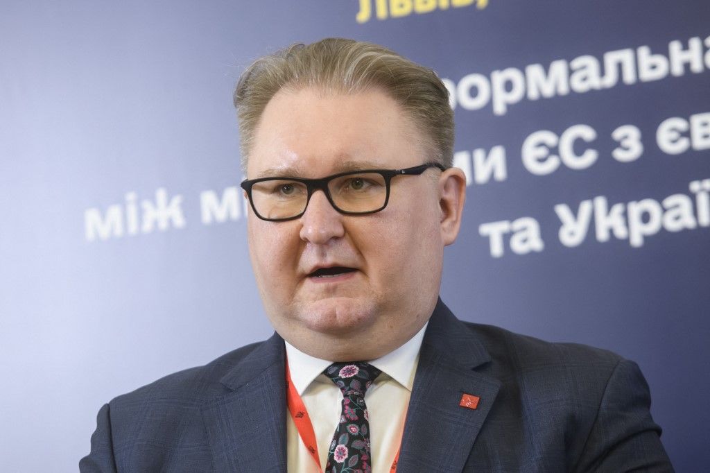 Ukraine's Deputy Prime Minister for European and Euro-Atlantic Integration, Taras Kachka, attends a press conference following an informal meeting of EU ministers for European affairs in Lviv, Ukraine, on December 11, 2025 (Photo by Maxym Marusenko/NurPhoto). (Photo by Maxym Marusenko / NurPhoto via AFP)