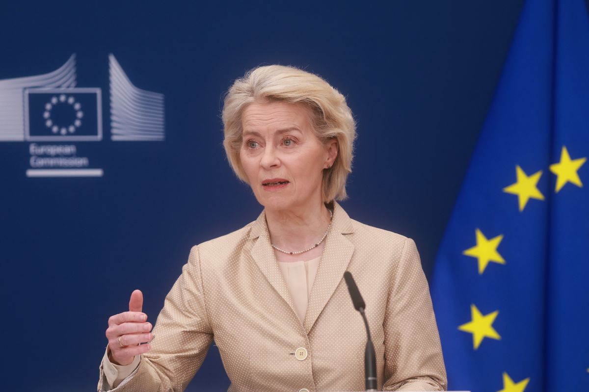 Brüsszel, 2026. március 18.
Ursula von der Leyen, az Európai Bizottság elnöke az uniós testület heti ülése utáni sajtótájékoztatón Brüsszelben 2026. március 18-án.
MTI/EPA/Olivier Hoslet
