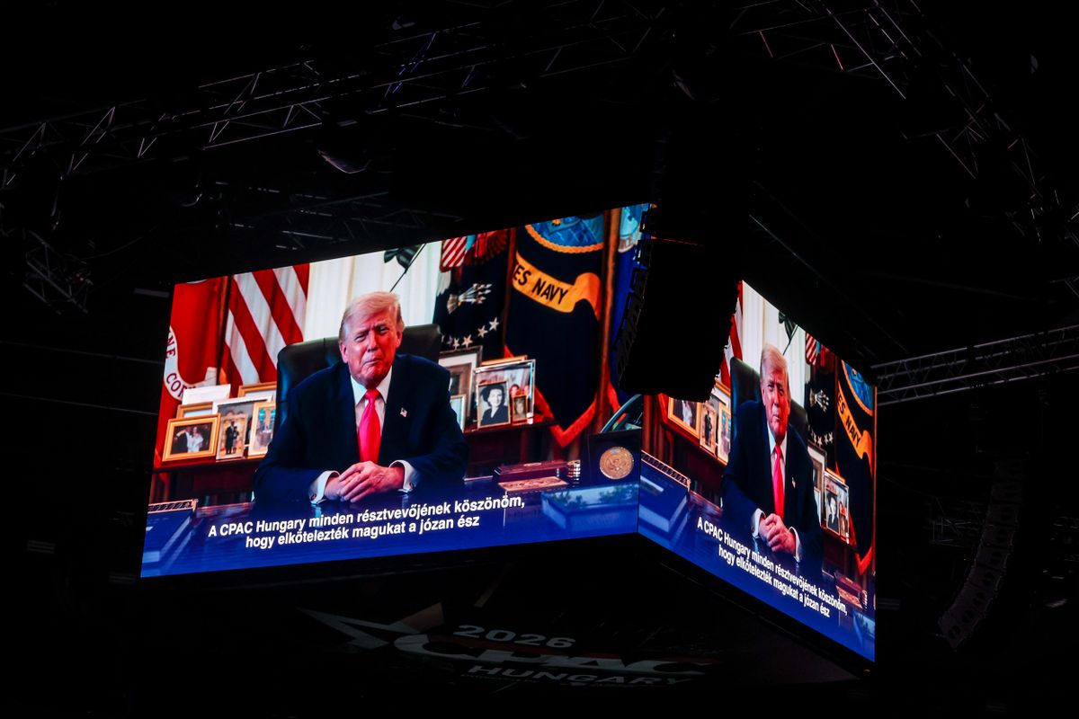 Donald Trump videóüzenetben köszöntötte a CPAC Hungary résztvevőit Fotó: Mirkó István
