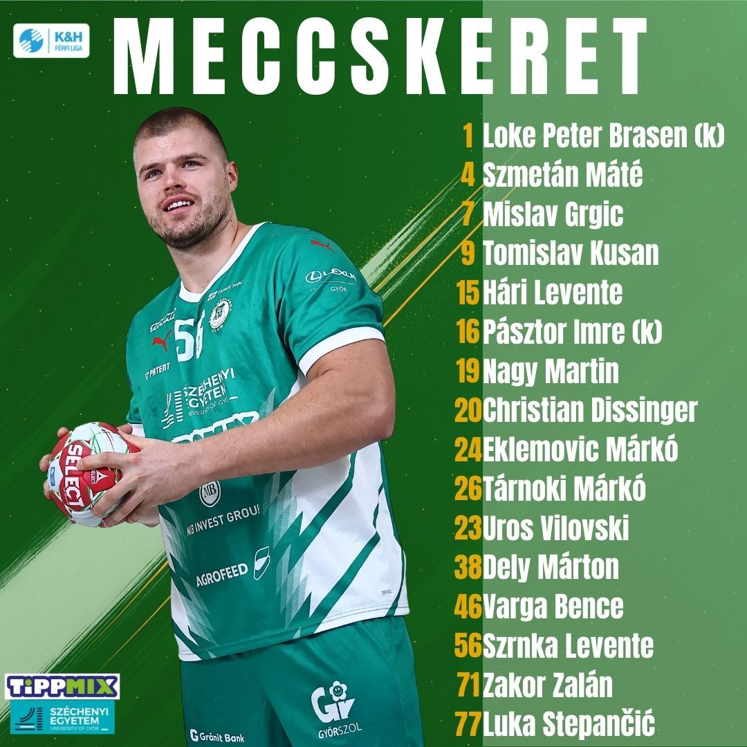 Az ETO épp Szrnka Levente arcképével közölte a győri kézilabdacsapat keretét a PLER elleni bajnokira