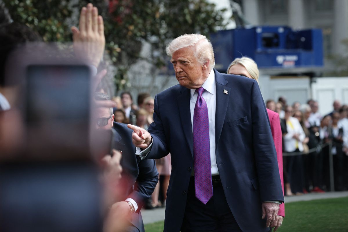 WASHINGTON, DC - MARCH 11: U.S. President Donald Trump answers questions from members of the press as he departs the White House March 11, 2026 in Washington, DC. Trump is scheduled to travel to Ohio and Kentucky today.   Win McNamee/Getty Images/AFP (Photo by WIN MCNAMEE / GETTY IMAGES NORTH AMERICA / Getty Images via AFP)