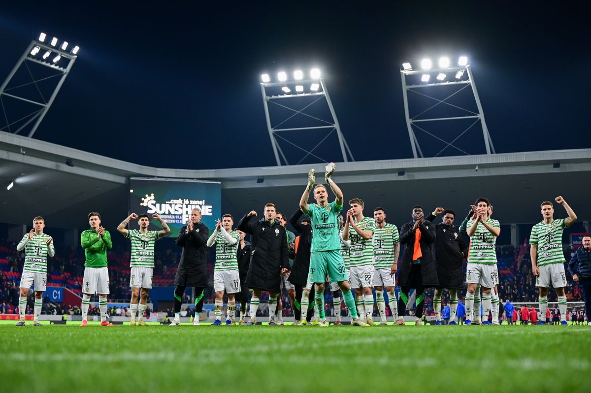 A Nyíregyháza–Fradi NB I-es mérkőzés után a zöld-fehérek a szurkolókkal együtt ünnepeltek