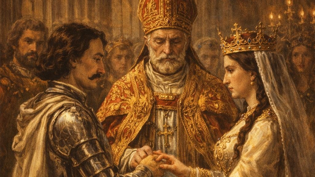 Corvin János és Beatrix házasságkötése