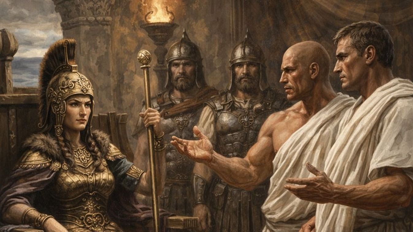 Az illír királynő római követekkel tárgyal