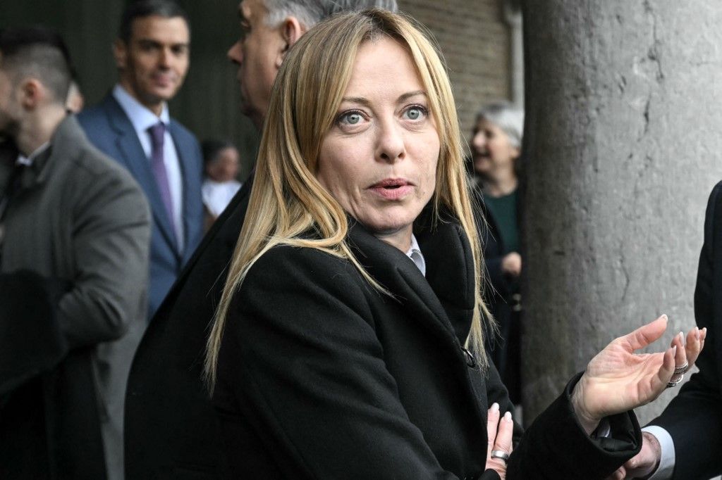 Giorgia Meloni olasz miniszterelnök Fotó: NICOLAS TUCAT / AFP
